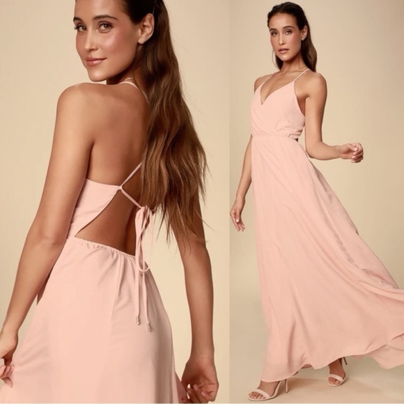 Lulus Dresses & Skirts - NEW Lulu’s Everything’s All Bright Blush Pink Backless Maxi Dress Size SMALL